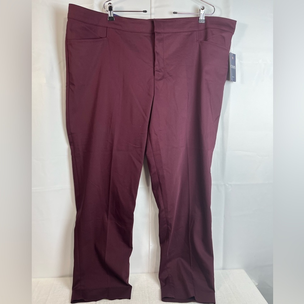 Chaps Womens Dress Pants Burgundy Plus Size 24W NWT